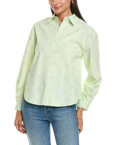 Nanette Lepore Rhinestone Hearts Shirt In Green