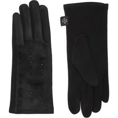 Nanette Lepore Rhinestone Knit Gloves In Black