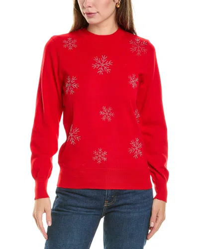 Nanette Lepore Rhinestone Snowflake Sweater In Red