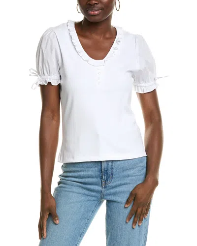 Nanette Lepore Ribbed Puff Sleeve Top