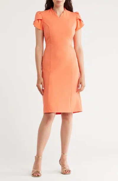 Nanette Lepore Ruffle Neck Shift Dress In Orange