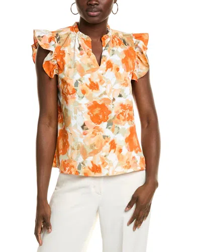 Nanette Lepore Ruffle Sleeve Blouse In Orange