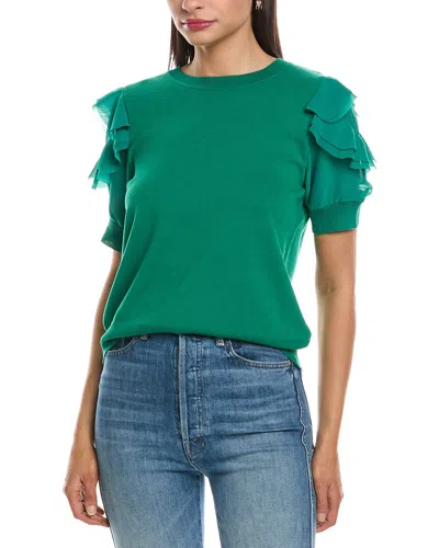 Nanette Lepore Ruffle Sleeve Top In Green