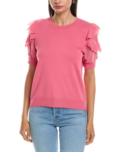 Nanette Lepore Ruffle Sleeve Top In Pink