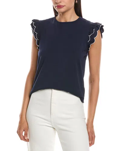 Nanette Lepore Scallop Sleeve Top In Blue