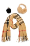 Nanette Lepore Scarf, Earmuff & Keychain Accessory Set In Brown