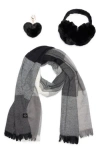 Nanette Lepore Scarf, Earmuff & Keychain Accessory Set In Black