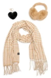 Nanette Lepore Scarf, Earmuff & Keychain Accessory Set In Neutral