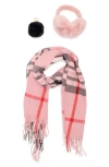 Nanette Lepore Scarf, Earmuff & Keychain Accessory Set In Pink