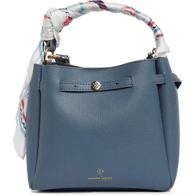 Nanette Lepore Scarf Trim Belted Bucket Bag In Blue