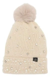 Nanette Lepore Scattered Embellished Faux Fur Pompom Beanie