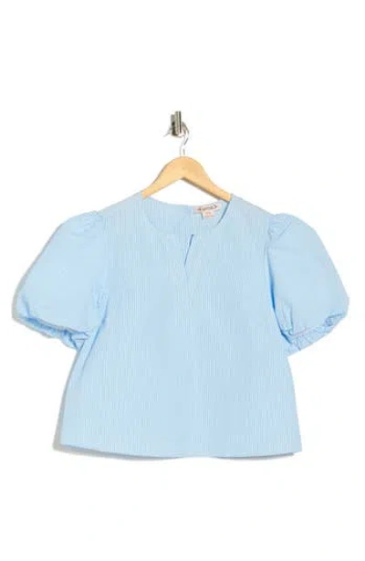 Nanette Lepore Seersucker Puff Sleeve Top In Blue