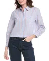 Nanette Lepore Seersucker Stripe Shirt In Blue