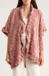 Nanette Lepore Sequin Wave Texture Faux Fur Ruana In Pink