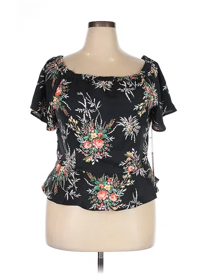 Pre-owned Nanette Lepore Short Sleeve Blouse In Black