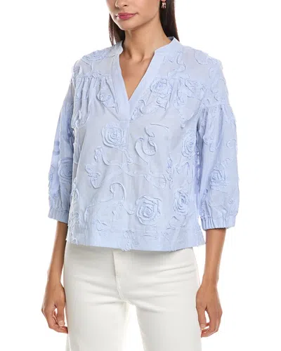 Nanette Lepore Short Sleeve Blouse In Blue