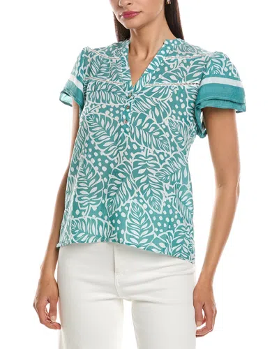 Nanette Lepore Short Sleeve Blouse In Blue