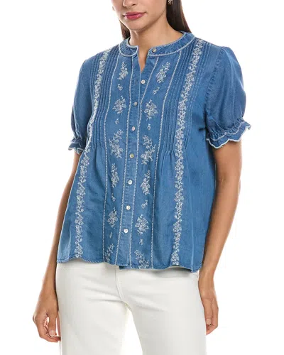 Nanette Lepore Short Sleeve Blouse In Blue