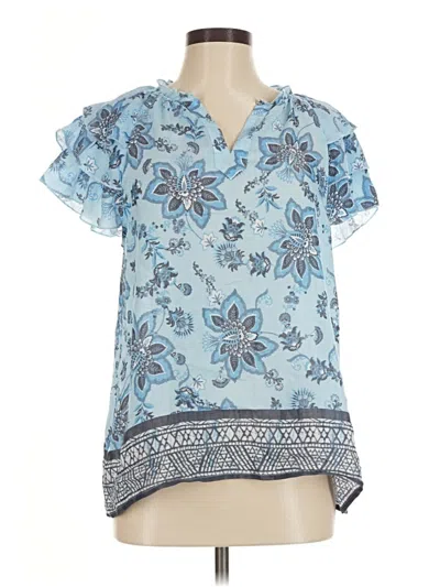 Pre-owned Nanette Lepore Short Sleeve Blouse In Blue