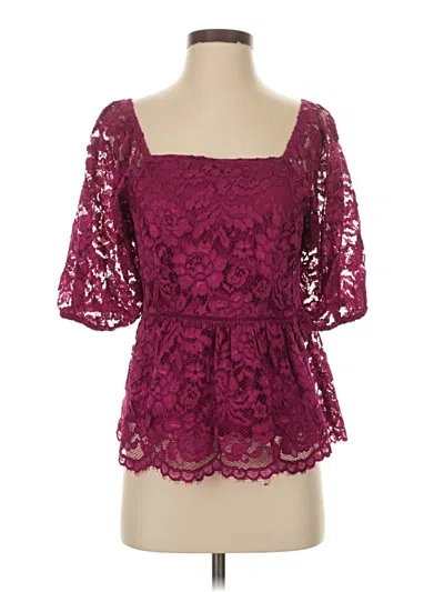 Pre-owned Nanette Lepore Short Sleeve Blouse In Burgundy