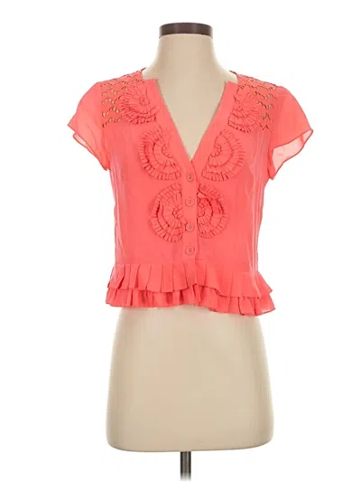 Pre-owned Nanette Lepore Short Sleeve Blouse In Orange