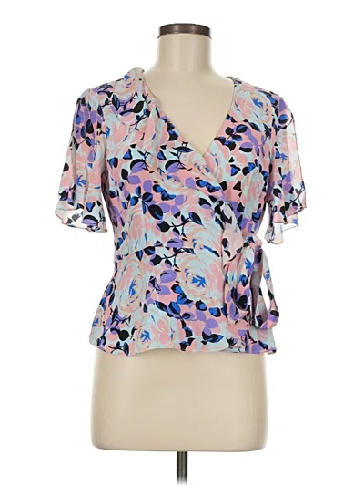 Pre-owned Nanette Lepore Short Sleeve Blouse In Purple