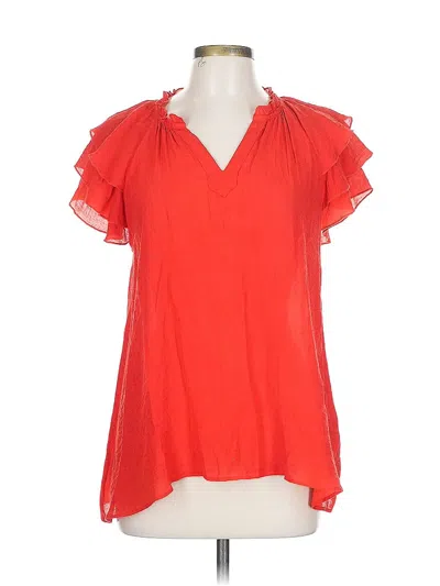Pre-owned Nanette Lepore Short Sleeve Blouse In Red