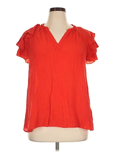 Pre-owned Nanette Lepore Short Sleeve Blouse In Red