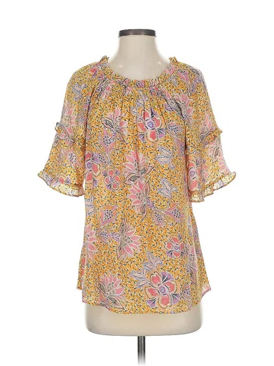 Pre-owned Nanette Lepore Short Sleeve Blouse In Yellow