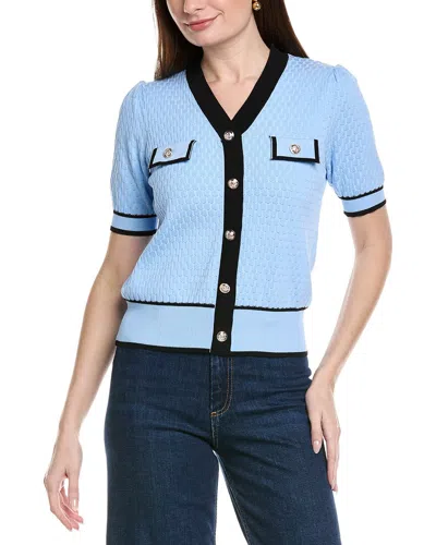 Nanette Lepore Short Sleeve Cardigan Top In Blue