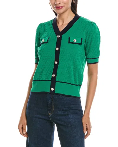 Nanette Lepore Short Sleeve Cardigan Top In Green