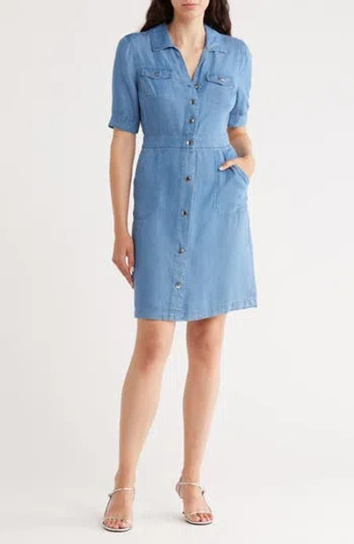 Nanette Lepore Short Sleeve Shirtdress In Blue