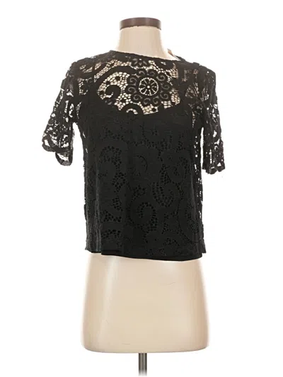 Pre-owned Nanette Lepore Short Sleeve Top Black Sweetheart Neckline Tops