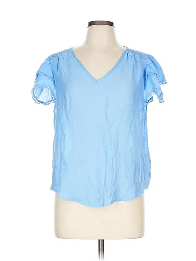 Pre-owned Nanette Lepore Short Sleeve Top Blue Sweetheart Neckline Tops