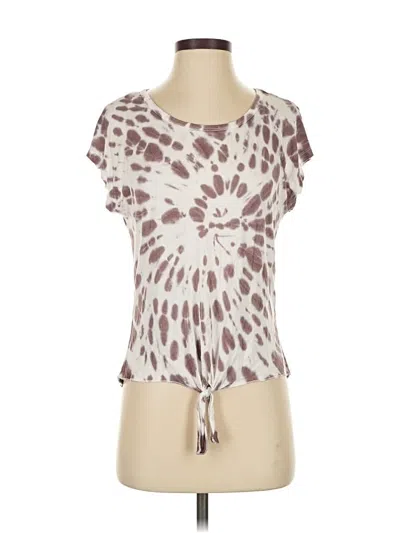 Pre-owned Nanette Lepore Short Sleeve Top Brown Tie-dye Pattern Keyhole Neckline Tops
