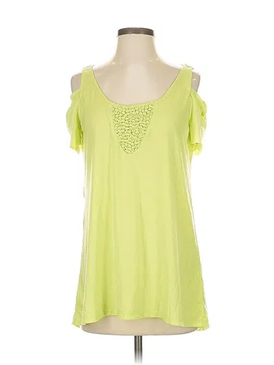 Pre-owned Nanette Lepore Short Sleeve Top Green Cold Shoulder Neckline Tops