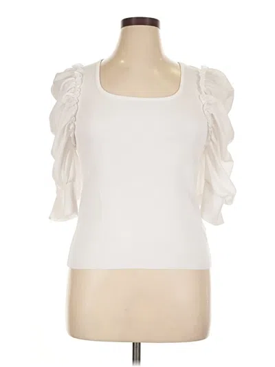 Pre-owned Nanette Lepore Short Sleeve Top Ivory Sweetheart Neckline Tops In White