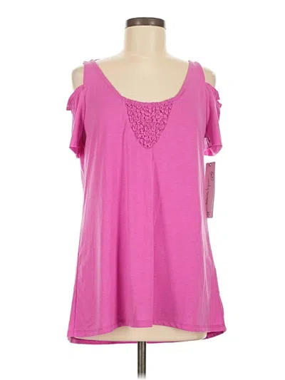 Nanette Lepore Short Sleeve Top Pink Cold Shoulder Neckline Tops