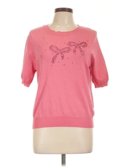 Pre-owned Nanette Lepore Short Sleeve Top Pink Crew Neck Tops