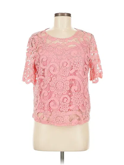 Pre-owned Nanette Lepore Short Sleeve Top Pink Sweetheart Neckline Tops