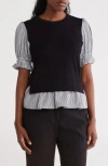 Nanette Lepore Short Sleeve Twofer Sweater
