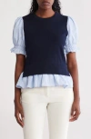 Nanette Lepore Short Sleeve Twofer Sweater