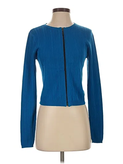 Pre-owned Nanette Lepore Silk Cardigan Sweater In Blue