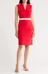Nanette Lepore Sleeveless Belted Scuba Dress In Multi
