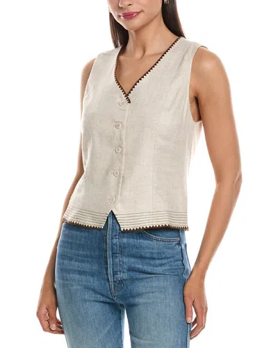 Nanette Lepore Sleeveless Linen-blend Blouse In Gray