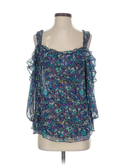 Pre-owned Nanette Lepore Sleeveless Silk Top Blue Sweetheart Neckline Tops