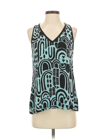 Pre-owned Nanette Lepore Sleeveless Top Teal V Neck Tops In Blue