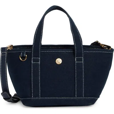 Nanette Lepore Small Convertible Denim Twill Satchel With Accessories In Navy