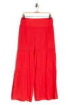 Nanette Lepore Smocked Wide Leg Pleat Pants In Poppy Red