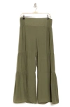 Nanette Lepore Smocked Wide Leg Pleat Pants In Prairie Sage